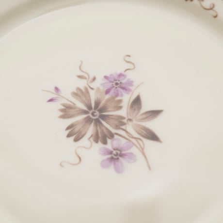 Arabia｜plate φ17cm｜REmodel｜brown&purple flower