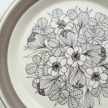 Arabia｜Krokus｜plate φ20cm｜grey rim