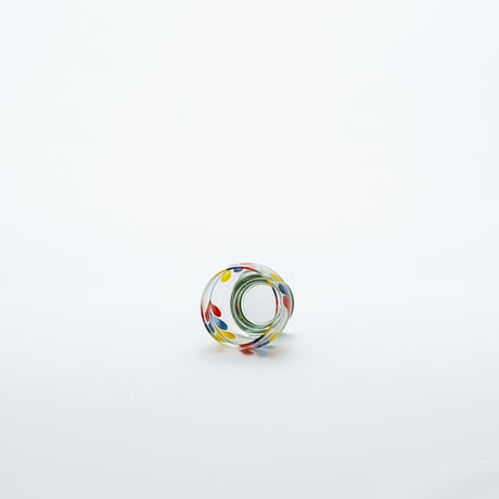 Kumela｜shot glass φ4.7cm｜green line｜flower｜handpainted