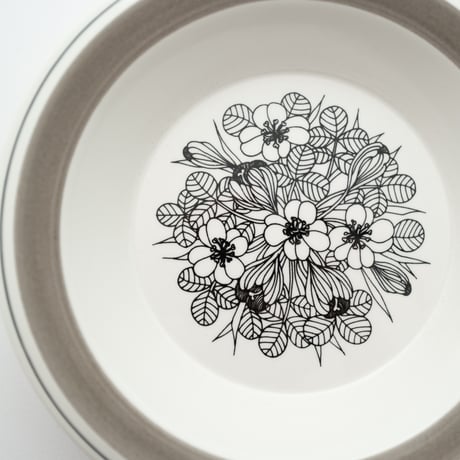 Arabia｜Krokus｜soup bowl φ20cm｜grey rim