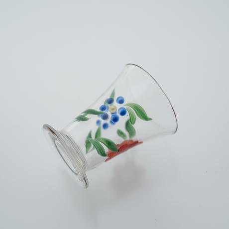 Kumela｜shot glass φ4.6cm｜clear｜flower｜handpainted