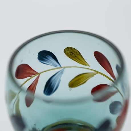 Kumela｜shot glass φ4.7cm｜blue｜flower｜handpainted