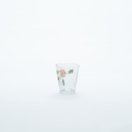 Kumela｜shot glass φ4.8cm｜pink flower｜handpainted