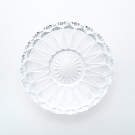 Nuutajarvi｜old glass plate φ14.2cm｜clear