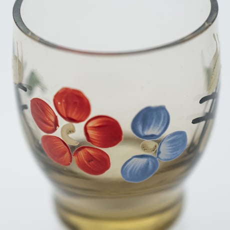 Kumela｜shot glass φ4.4cm｜yellow｜flower｜handpainted