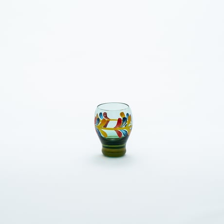 Kumela｜shot glass φ4.7cm｜blue｜flower｜handpainted
