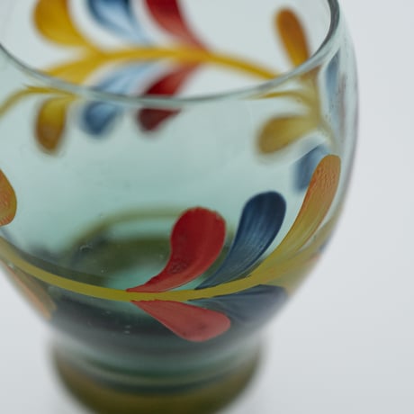 Kumela｜shot glass φ4.7cm｜blue｜flower｜handpainted