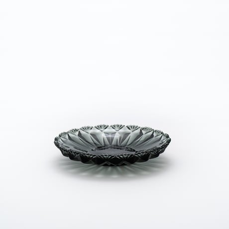 Nuutajarvi｜old glass plate φ14.2cm｜grey