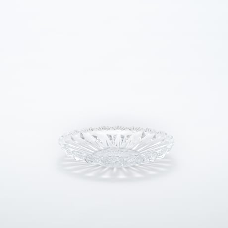 Nuutajarvi｜old glass plate φ14.2cm｜clear