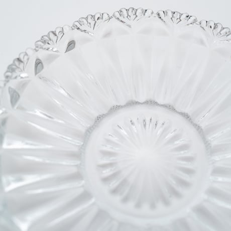 Nuutajarvi｜old glass plate φ14.2cm｜clear