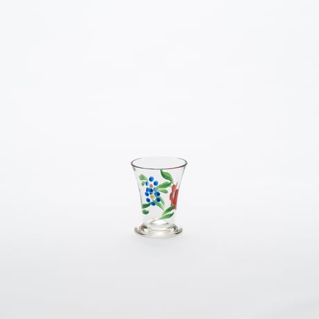 Kumela｜shot glass φ4.6cm｜clear｜flower｜handpainted