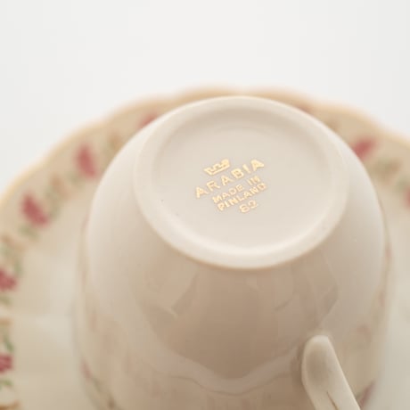 Arabia｜cup φ7.5cm｜pink flower and gold line