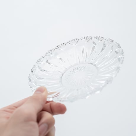 Nuutajarvi｜old glass plate φ14.2cm｜clear