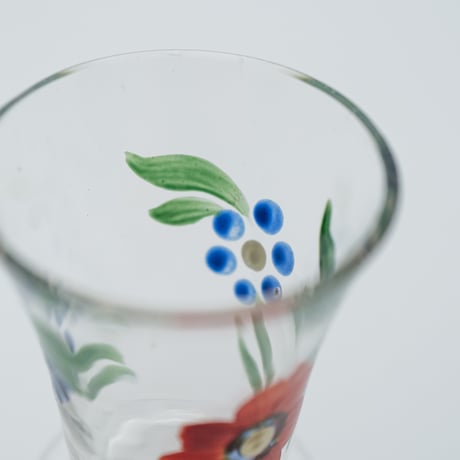 Kumela｜shot glass φ4.6cm｜clear｜flower｜handpainted