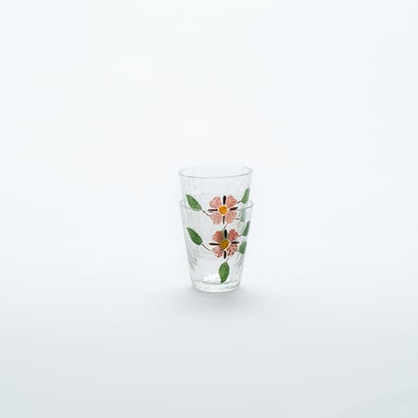 Kumela｜shot glass φ4.8cm｜pink flower｜handpainted