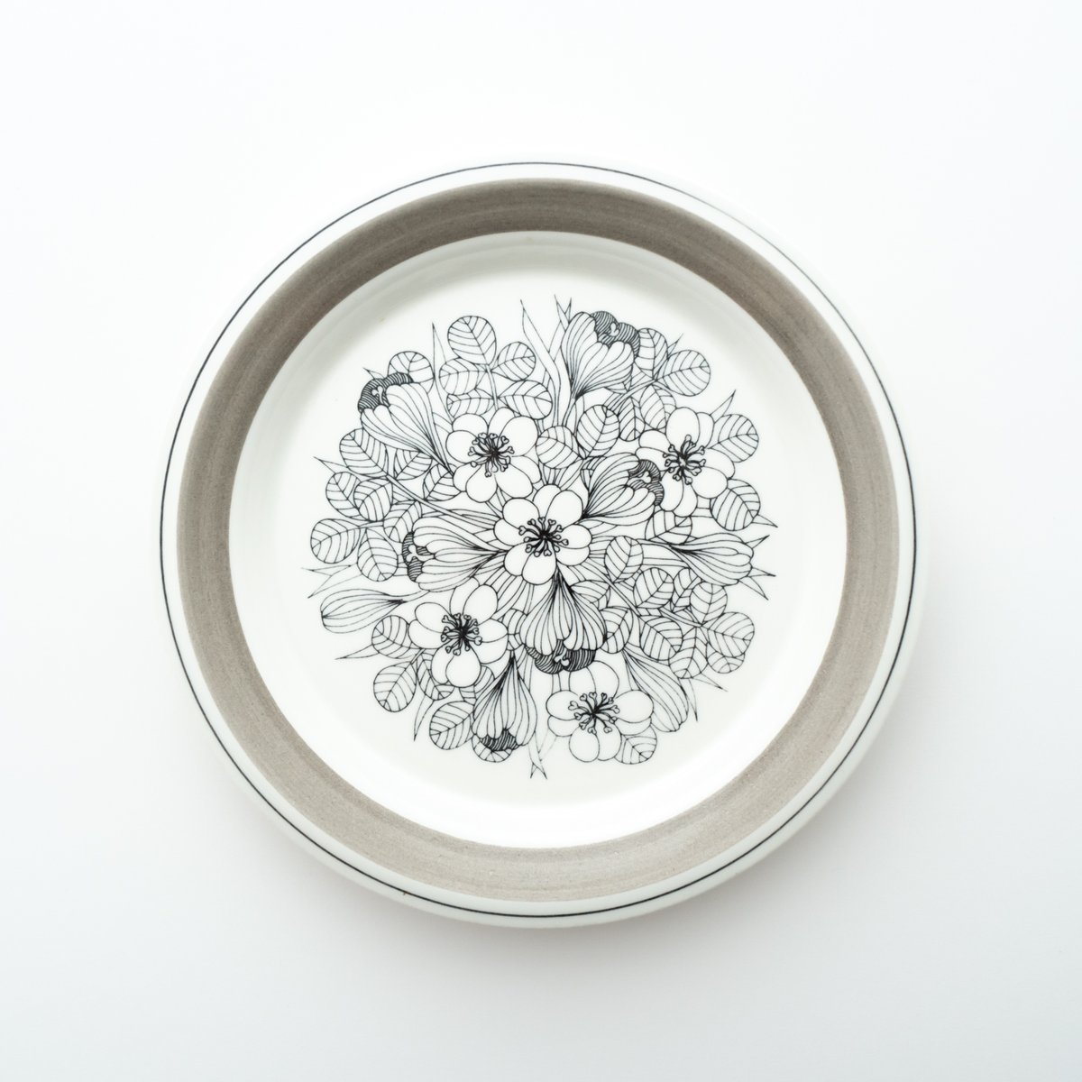 Arabia｜Krokus｜plate φ20cm｜grey rim | lumikka shop