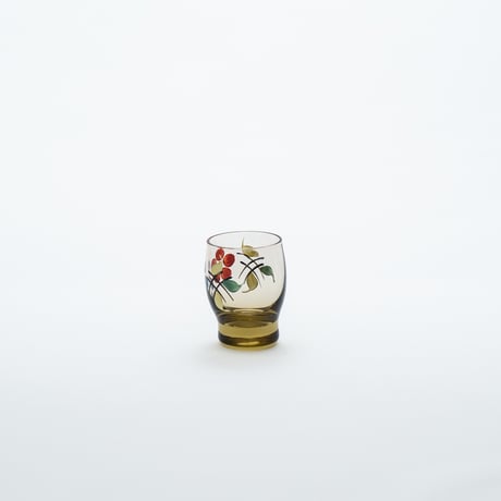 Kumela｜shot glass φ4.4cm｜yellow｜flower｜handpainted