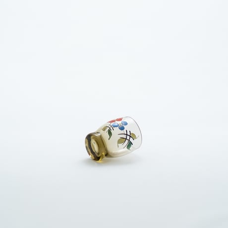 Kumela｜shot glass φ4.4cm｜yellow｜flower｜handpainted