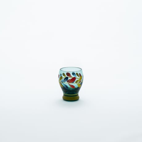 Kumela｜shot glass φ4.7cm｜blue｜flower｜handpainted