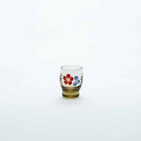 Kumela｜shot glass φ4.4cm｜yellow｜flower｜handpainted