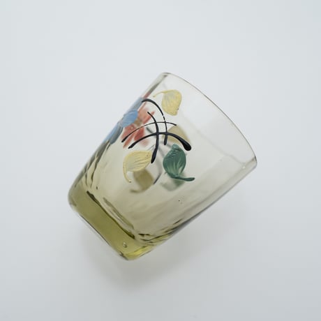 Kumela｜shot glass φ4.4cm｜yellow｜flower｜handpainted