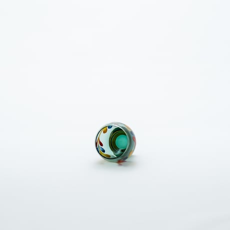 Kumela｜shot glass φ4.7cm｜blue｜flower｜handpainted