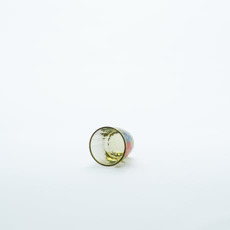 Kumela｜shot glass φ4.4cm｜yellow｜flower｜handpainted