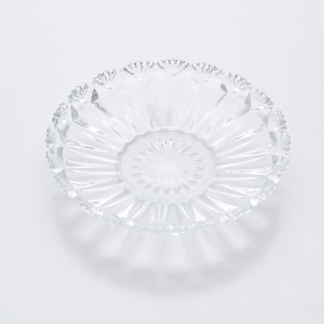 Nuutajarvi｜old glass plate φ14.2cm｜clear
