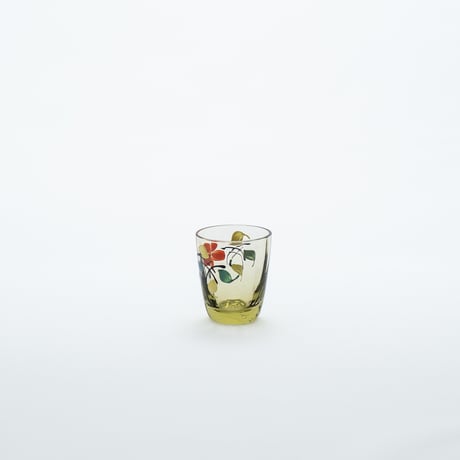 Kumela｜shot glass φ4.4cm｜yellow｜flower｜handpainted