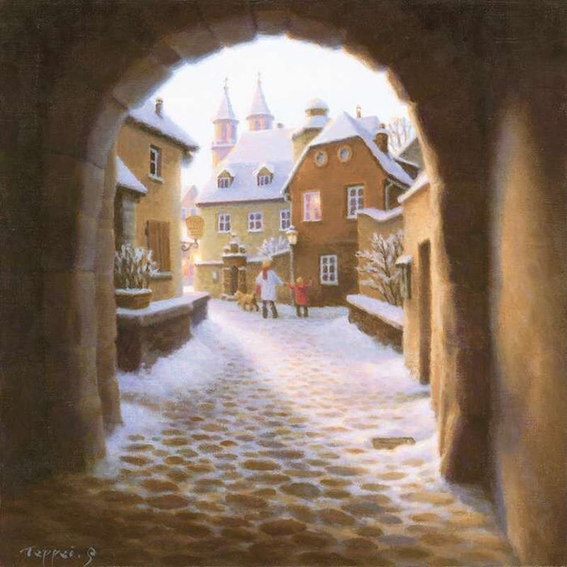 色絵雪笹水指弥三郎作