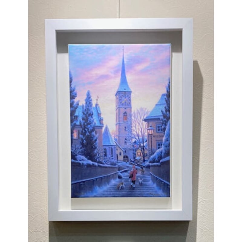 【新品◆送料無料】笹倉鉄平「オーデンセの綿雪」 ポスター額付　55X44ｃｍ 笹倉鉄平「冬・朝陽とともに」 | 元町コンフォート・ギャラリー