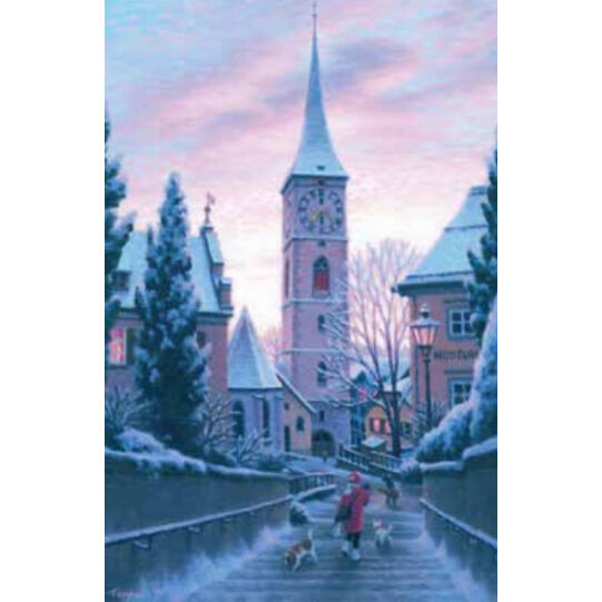 【新品◆送料無料】笹倉鉄平「オーデンセの綿雪」 ポスター額付　55X44ｃｍ 笹倉鉄平「冬・朝陽とともに」 | 元町コンフォート・ギャラリー