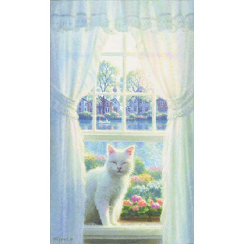 笹倉鉄平『白い猫のいる窓辺』 | 元町コンフォート・ギャラリー（笹倉