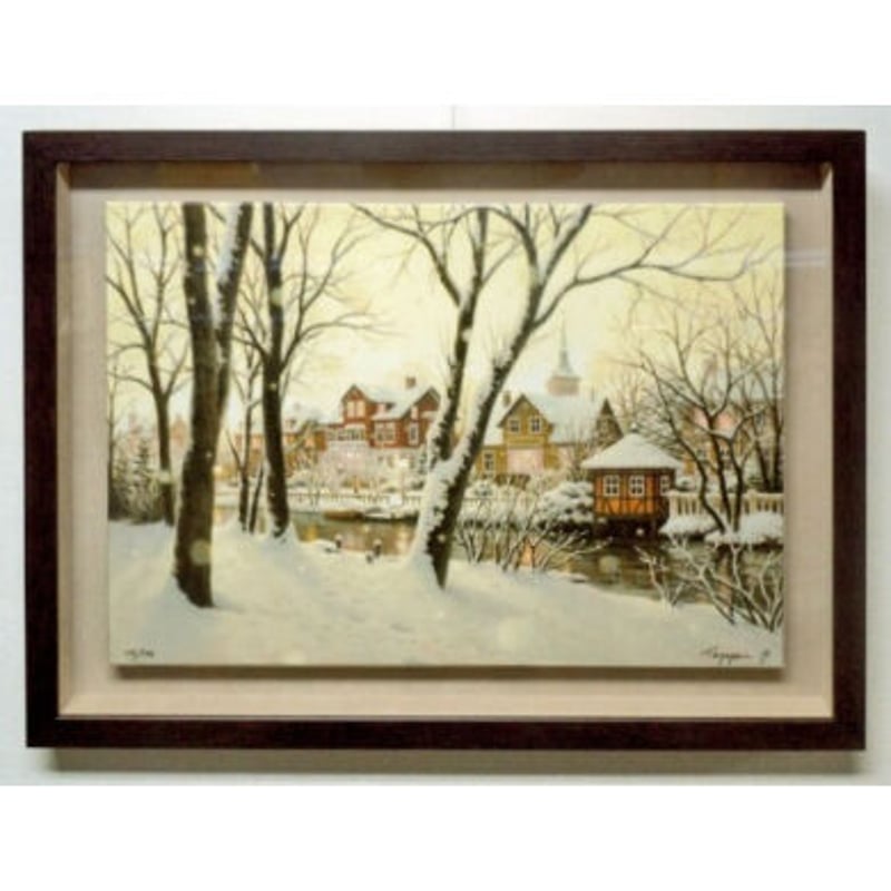 【新品◆送料無料】笹倉鉄平「オーデンセの綿雪」 ポスター額付　55X44ｃｍ 笹倉鉄平『オーデンセの綿雪』 | 元町コンフォート・ギャラリー