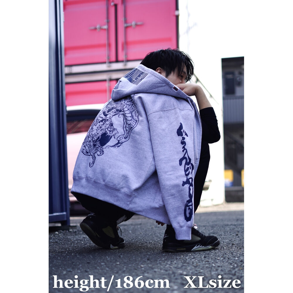 hoodie【二つ巴 龍】-heather gray- | Ground Werx Productz