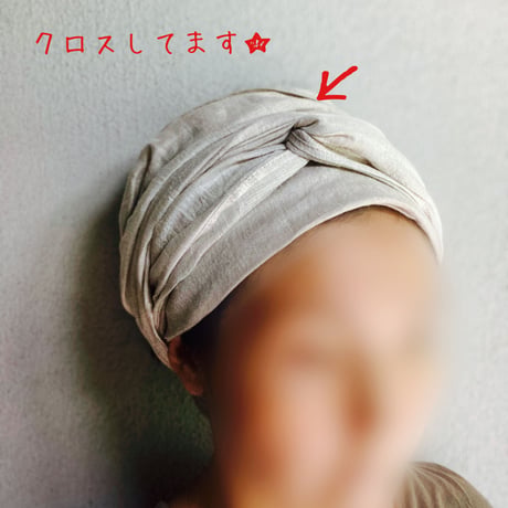 京都産 organic w linen / long ribbon turban