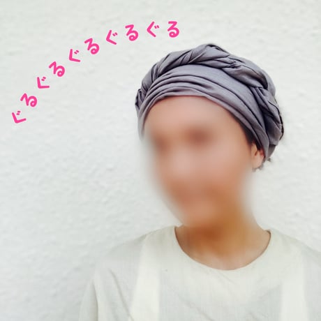 organic linen / arrange ribbon turban / silver gray