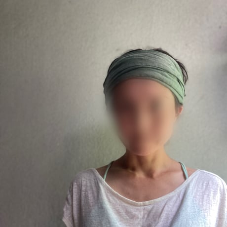 日本製 organic linen / ribbon turban / 抹茶