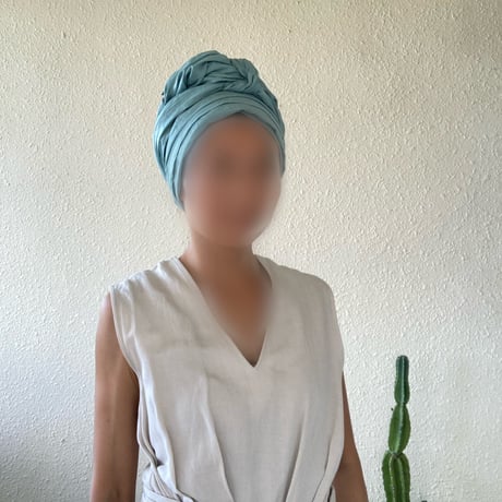 Organic linen / super long ribbon turban