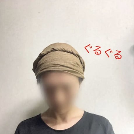 ラスト1枚　日本製organic linen / ribbon turban / vintage camel