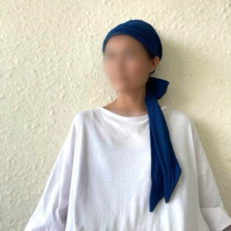 藍染　尾州楊柳コットン / long ribbon turban