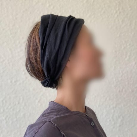 日本製　organic linen /  3way  くしゅくしゅターバン / asphalt　gray