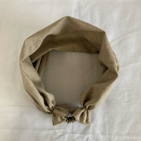 日本製　cotton linen 尾州織物 / 3way くしゅくしゅturban / モカベージュ