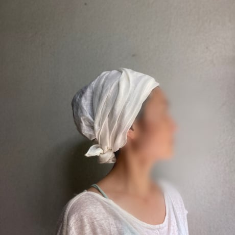 【完売】京都産 organic w linen / long ribbon turban