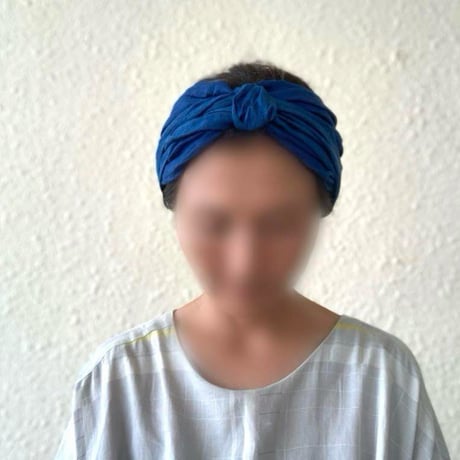 【残り1枚】藍染 尾州リネン / long ribbon turban