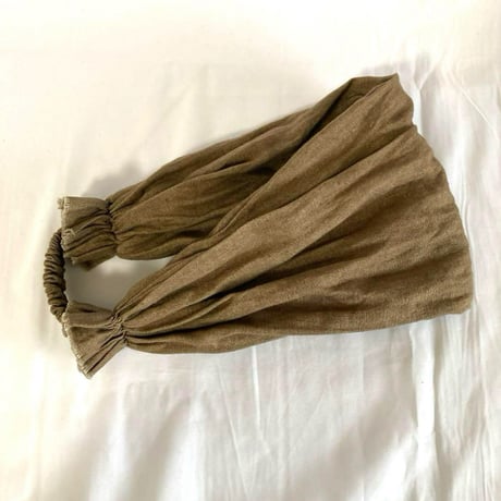 完売　日本製　organic linen / 3wayくしゅくしゅターバン　/ khaki brown