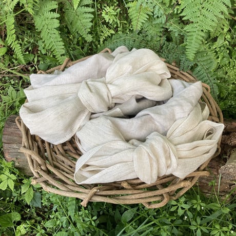 ラスト1枚！　日本製organic linen gaze / long ribbon turban