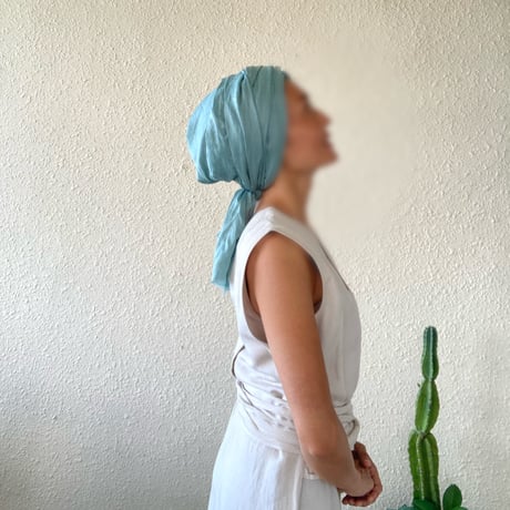 Organic linen / super long ribbon turban