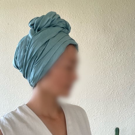 Organic linen / super long ribbon turban