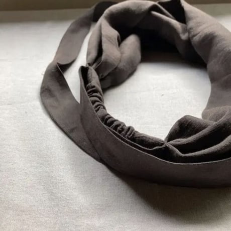 日本製cotton linen / ribbon turban / 柿渋　スミクロ
